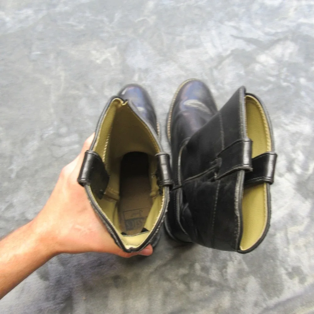 Justin Basics Mens Boots 7.5 D Black Leather‎ Cowboy Western Temple Roper